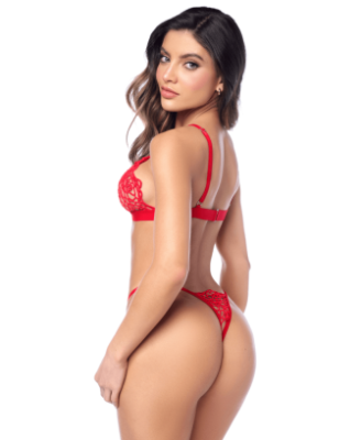 Ensemble sexy 2 pièces en crochet tricoté avec haut ajustable et string 